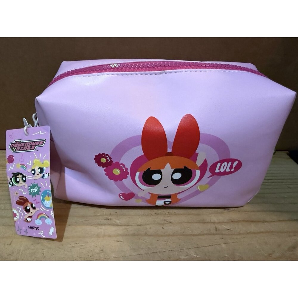 Powerpuff Girls PPG MINISO Blossom Cosmetic Bag Makeup Carrier Zip Up Pink